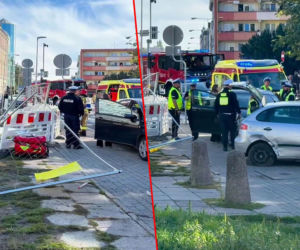 Nagle stracił tor jazdy. Samochód wjechał w pieszych po zderzeniu