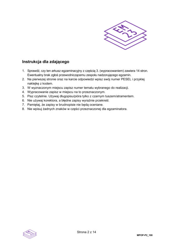 Matura język polski 2023 - arkusze PDF 2 (wypracownaie)