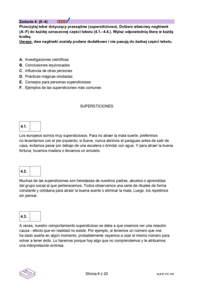 Matura 2026 język hiszpański - arkusz CKE poziom podstawowy