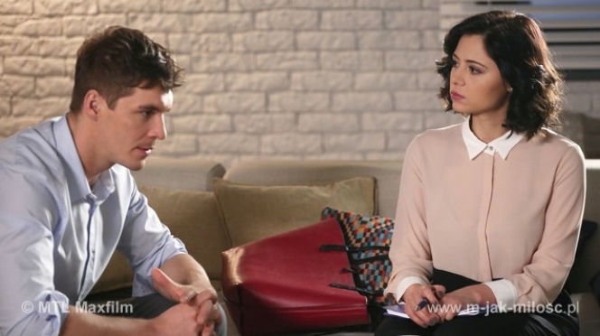 M jak miłość odc. 1133. Iza Lewińska (Adriana Kalska), Marcin (Mikołaj Roznerski)
