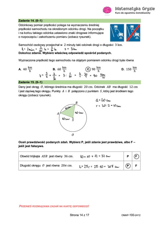Odpowiedzi próbnego egzaminu ósmoklasisty 2024 z matematyki