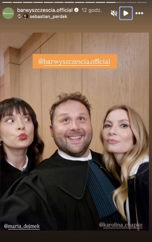 Barwy szczęścia. Dominika (Karolina Chapko), Klemens (Sebastian Perdek), Natalia (Maria Dejmek)