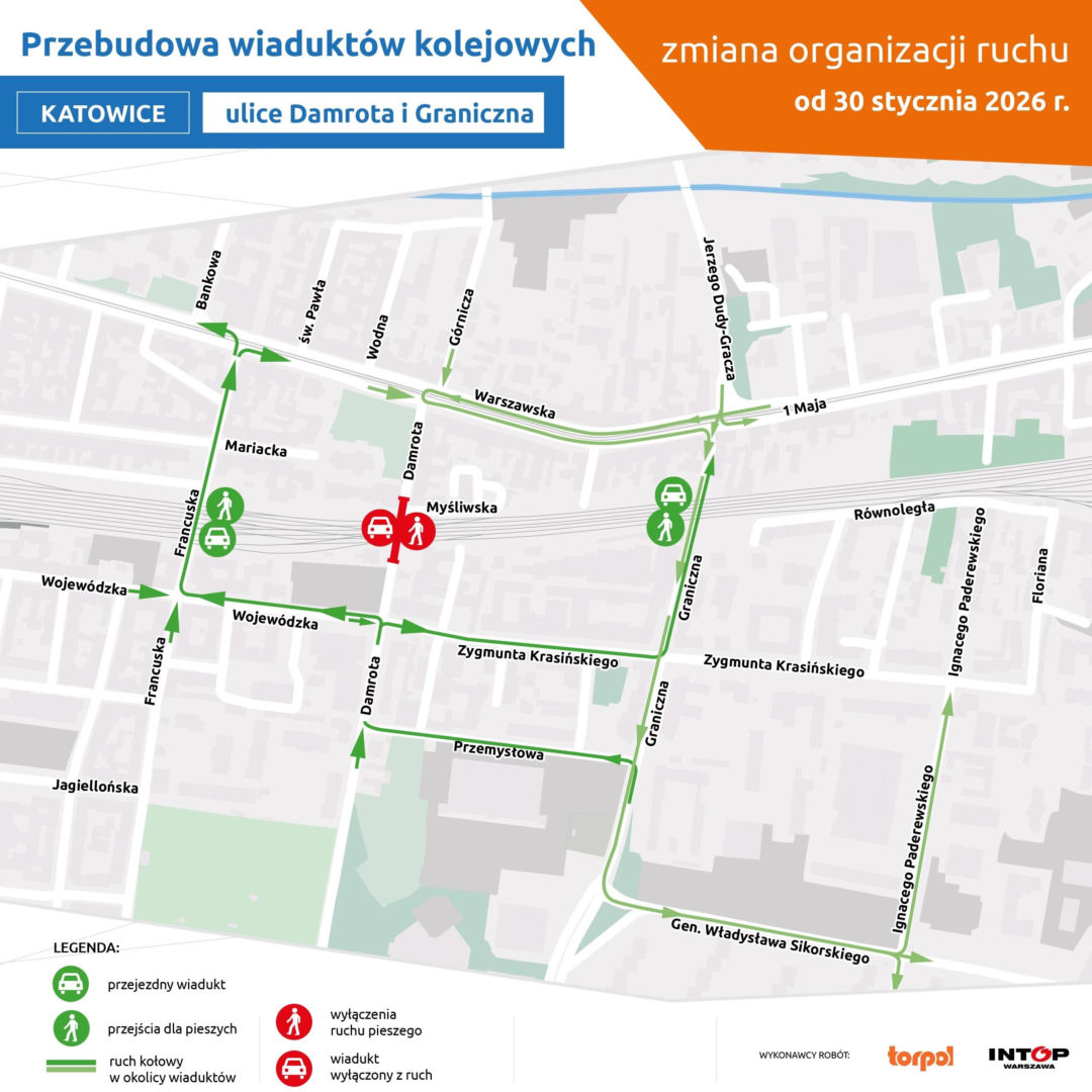 Zmiany organizacji ruchu na ul. Granicznej i Damrota