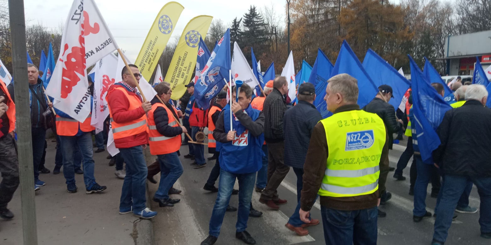Protest hutników w Krakowie