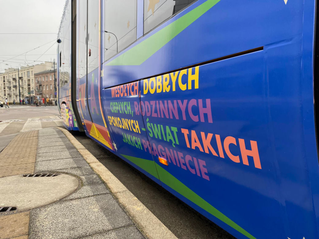 Świąteczny tramwaj w Warszawie