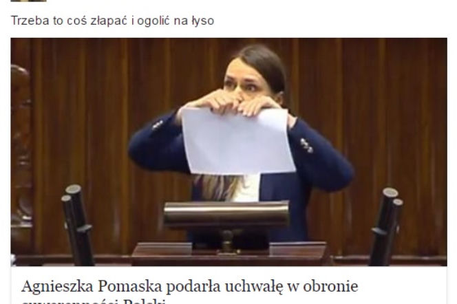 Radna PiS STRASZY posłankę Pomaską: OGOLIĆ to coś na ŁYSO!