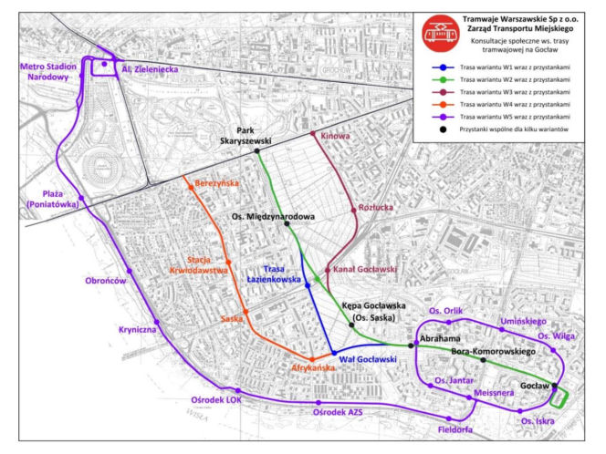Tramwaj na Gocław - 5 wariantów trasy