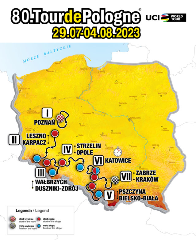 80. Tour De Pologne [29.07-04.08.2023]. Jak będzie przebiegać trasa wyścigu?