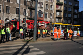 Wykolejenie tramwaju w centrum Łodzi. Są ranni
