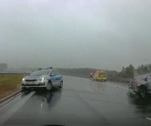Staranował radiowóz na autostradzie A1