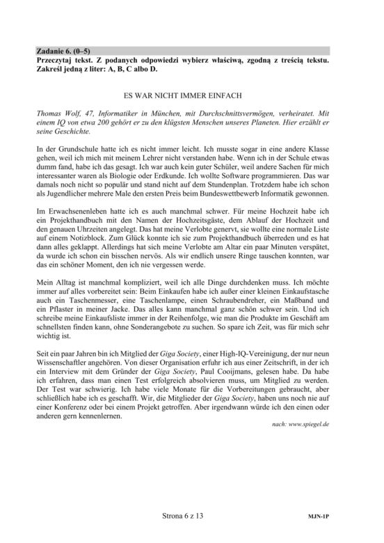 Matura 2020 ARKUSZE CKE: Niemiecki podstawowy