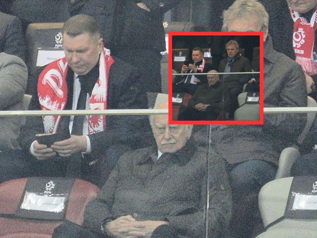 Przemysław Czarnek i Zbigniew Boniek na meczu Polska - Albania