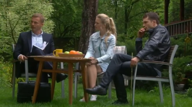 M jak miłość odc. 1080. Andrzej (Krystian Wieczorek), Joanna (Barbara Kurdej-Szatan), Tomek (Andrzej Młynarczyk), 
