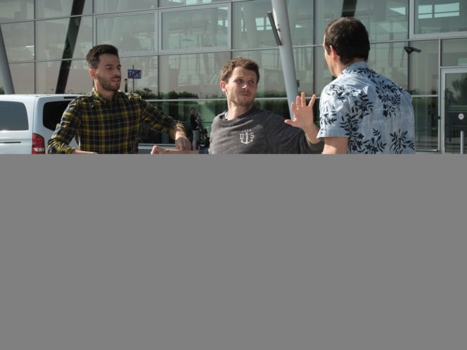 Pierwsza miłość. Radek (Mateusz Banasiuk), Kaśka (Misiek Koterski), Mikser (Błażej Michalski)