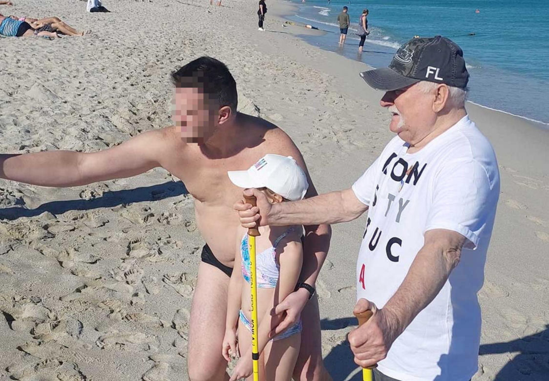 Wałęsa na plaży w Miami