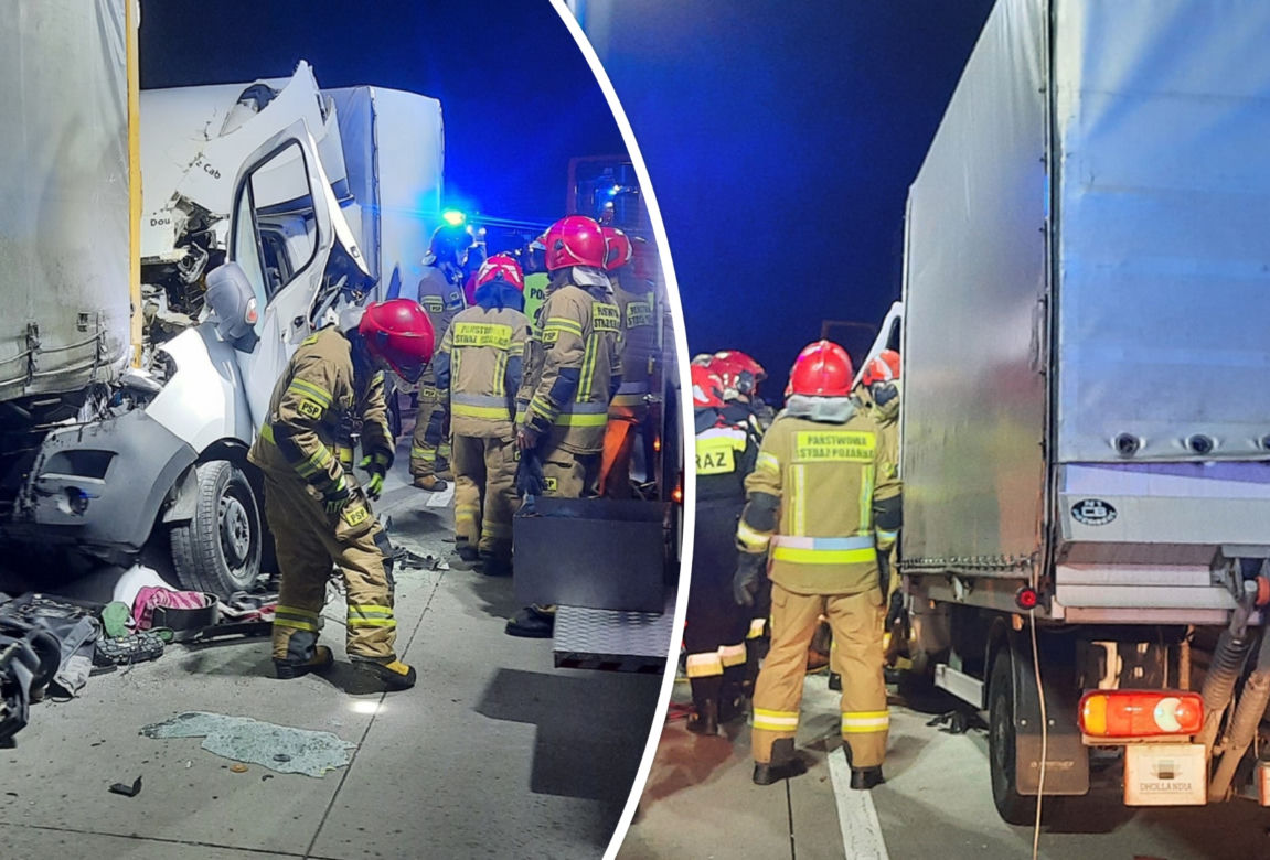 Bus wbił się w ciężarówkę na autostradzie 