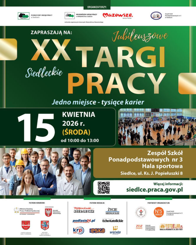 Jubileuszowe 20. Siedleckie Targi Pracy już 15 kwietnia w hali Samochodówki