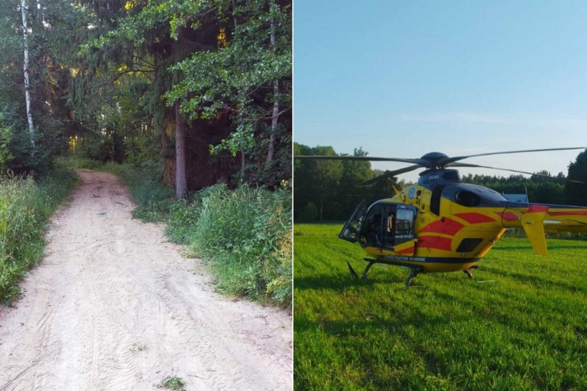 Fatalny wypadek quada pod Ostrołęką! 19-latek huknął w drzewo i zabrał go śmigłowiec [ZDJĘCIA].