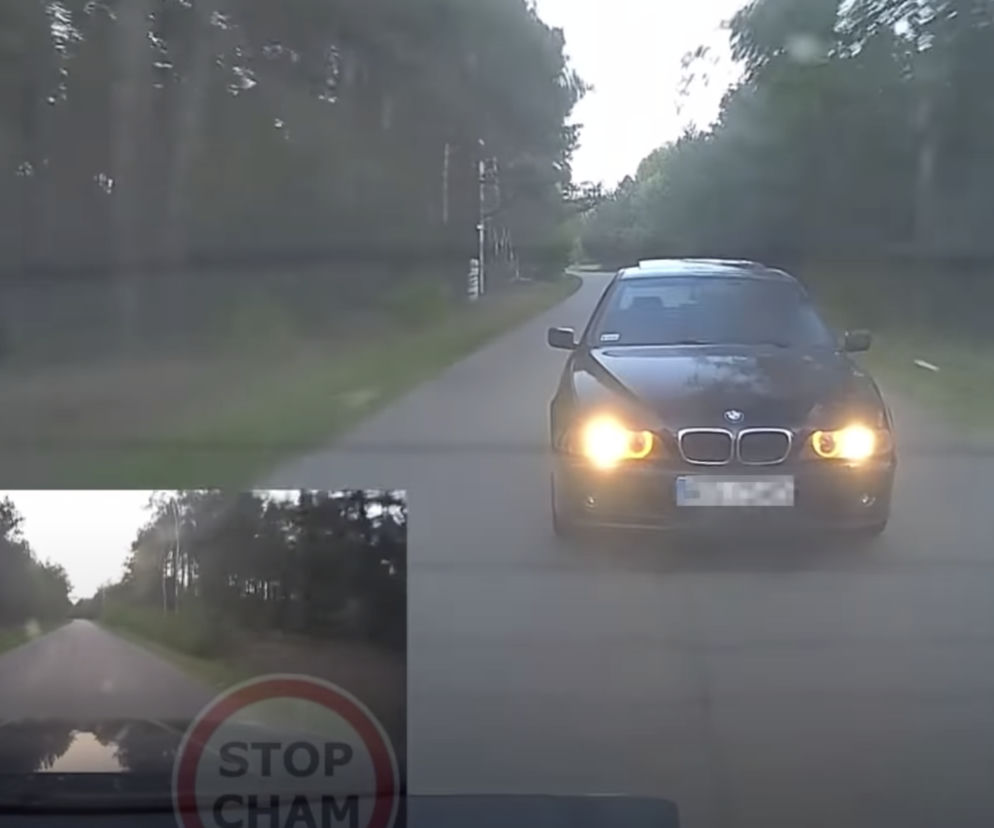 Kierowca BMW ściga i zajeżdża drogę