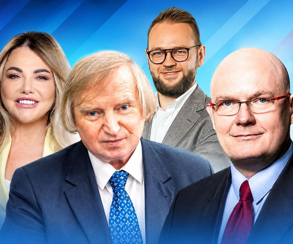 Portrety czworga ekspertów i polityków na niebieskim tle. O sporze o ślubowanie Macieja Berka przeczytasz na SE Polityka.