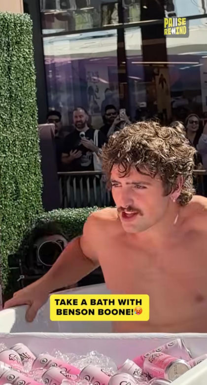 Benson Boone zrzucił koszulkę i wskoczył do wanny z... puszkami. Takie sceny w Los Angeles