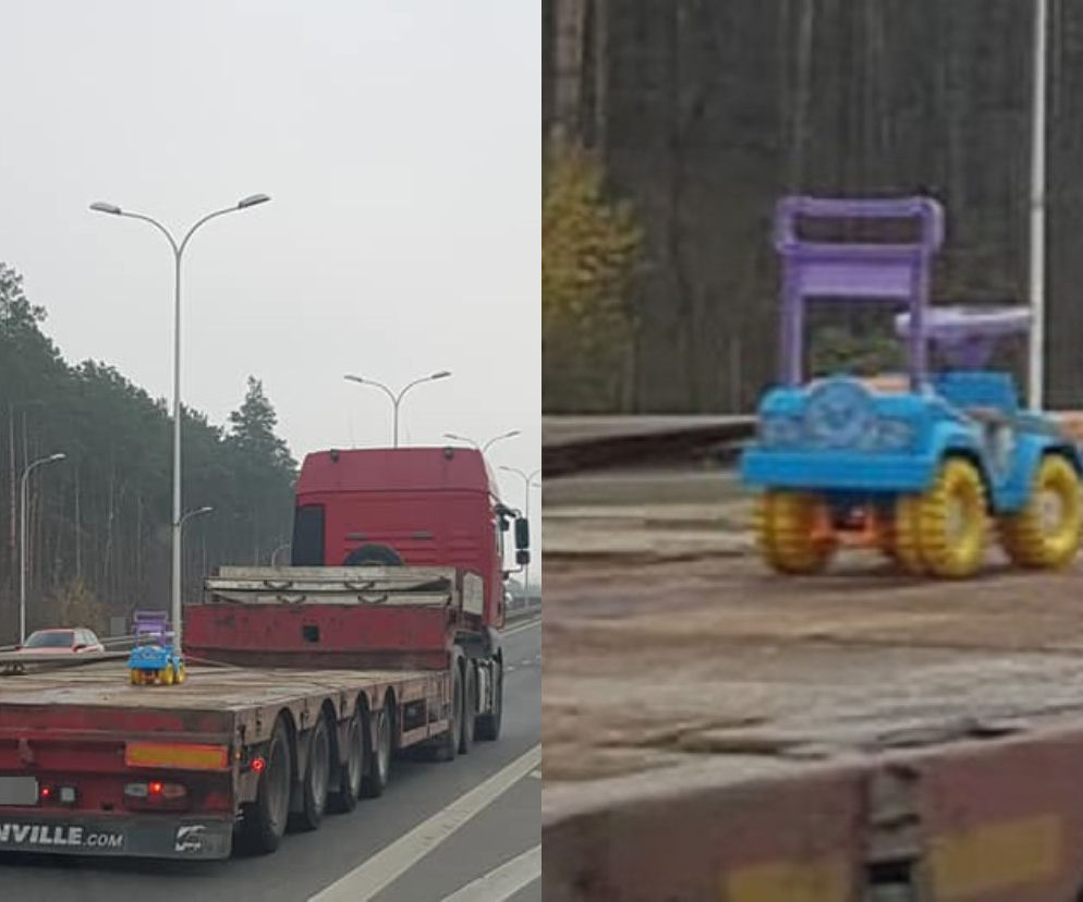 Białystok: Ciężki transport na obwodnicy. Zabawka na naczepie. A gdzie pilot i eskorta policji? [FOTO]