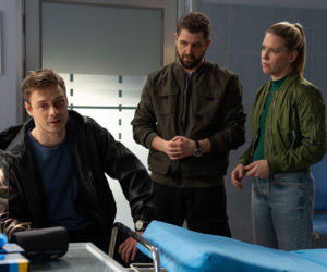 Na dobre i na złe odc. 998.  Mario (Marcin Korcz), policjanci - Dorota Kowal (Magdalena Wróbel), Radosław Biegun (Mateusz Lisiecki)