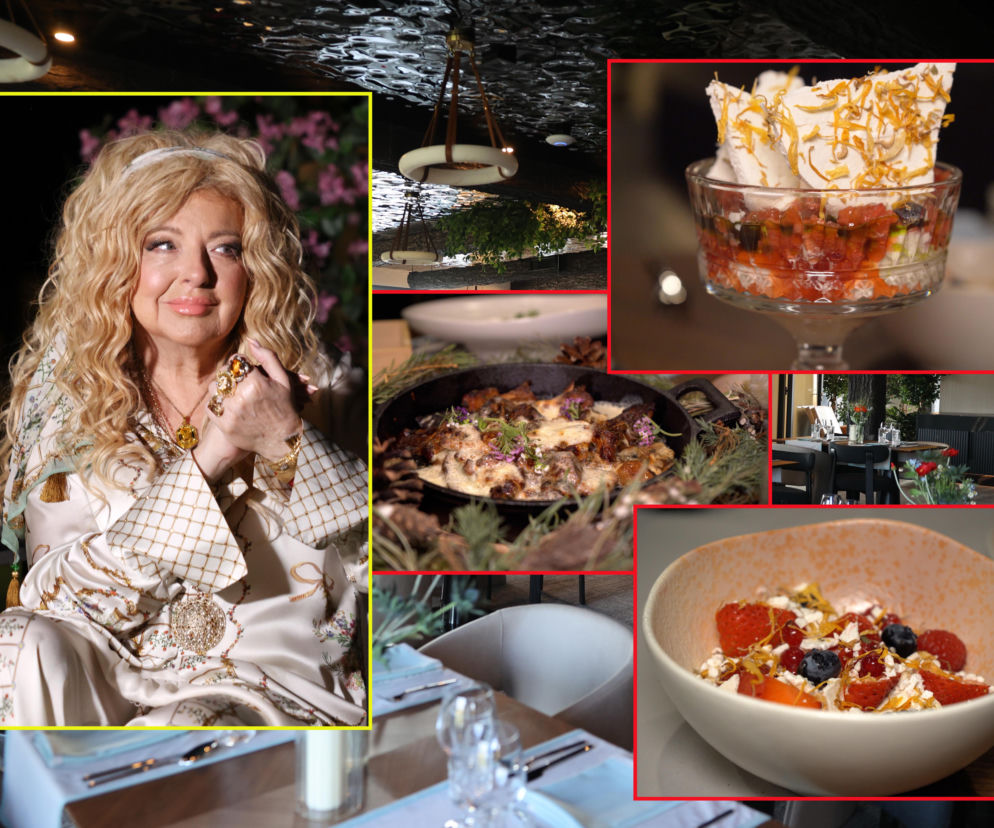 Magda Gessler w swojej restauracji Natura. Na miniaturach dania: grzyby i desery. O menu i cenach przeczytasz na SE.