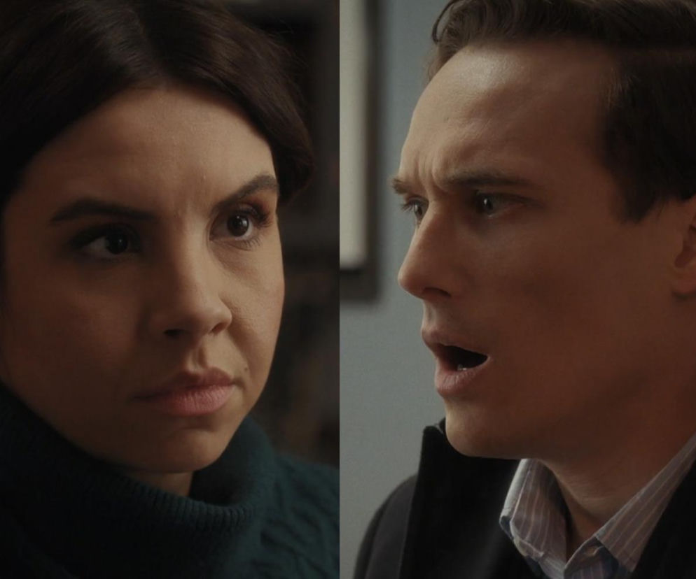 Zbliżenie na twarze Anety (Ilona Janyst) i Olka (Maurycy Popiel) z serialu M jak miłość. Aneta z poważnym wyrazem twarzy, Olek zaskoczony z otwartymi ustami. To kluczowa scena, gdzie Olek dowiaduje się o sfałszowanych wynikach DNA. Więcej szczegółów na temat Super Seriale.