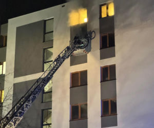 Pożar mieszkania przy ul. Grzegórzeckiej w Krakowie