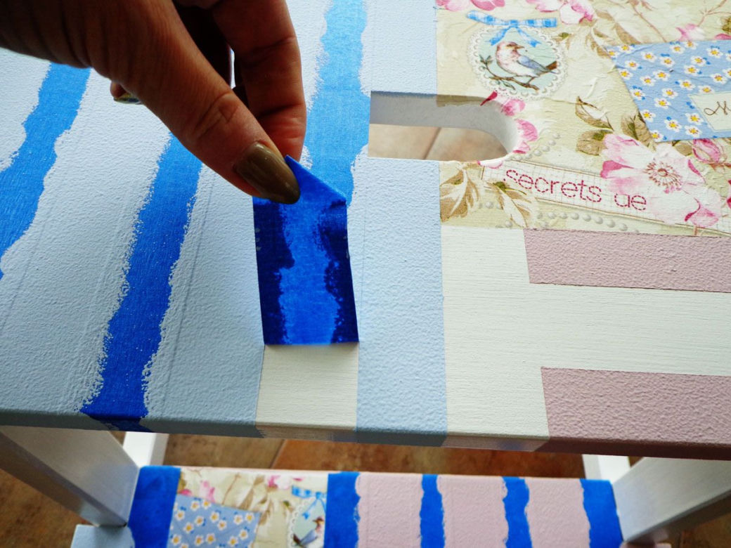 Taboret ze schodkiem IKEA w wersji decoupage