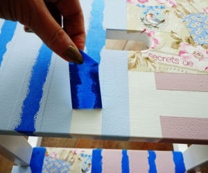 Taboret ze schodkiem IKEA w wersji decoupage
