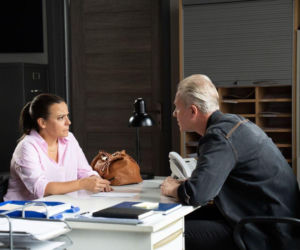 M jak miłość odc. 1892. Magda (Anna Mucha), aspirant Przewrocki (Remigiusz Jankowski)