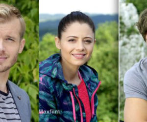 M jak miłość. Iza (Adriana Kalska), Marcin (Mikołaj Roznerski), Artur (Tomasz Ciachorowski)