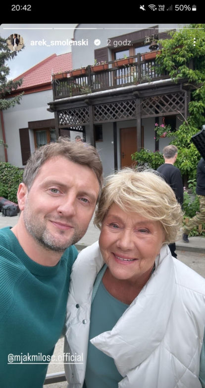 	M jak miłość na planie nowy sezon. Barbara (Teresa Lipowska), Bartek (Arkadiusz Smoleński)