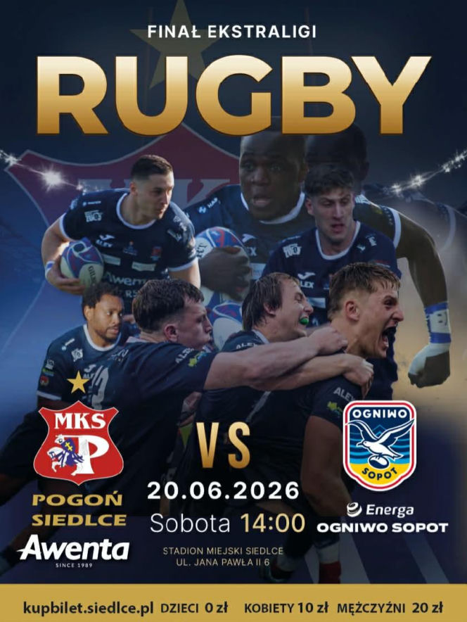 Finał Ekstraligi Rugby w Siedlcach już 20 czerwca! Na stadionie MKS Pogoń Awenta Siedlce zmierzy się z drużyną Energa Ogniwo Sopot