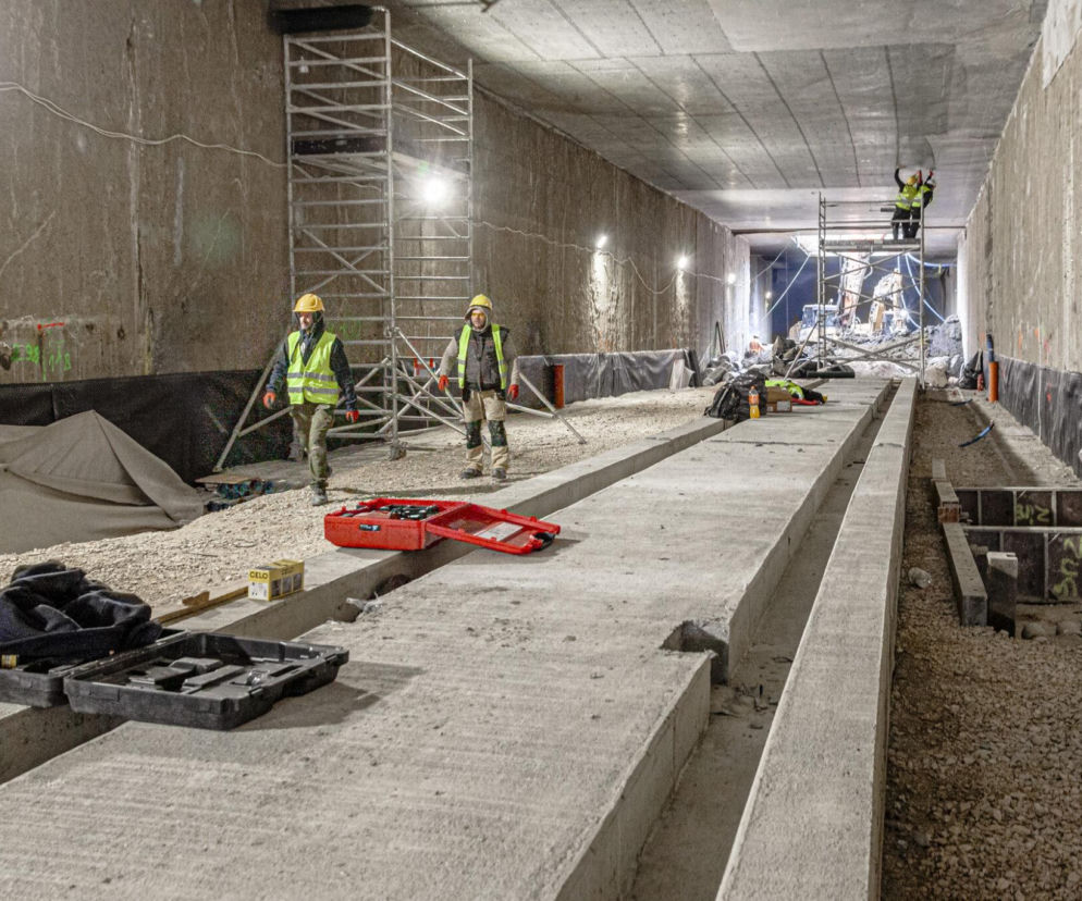 Tunel tramwajowy do Dworca Zachodniego w Warszawie podczas budowy
