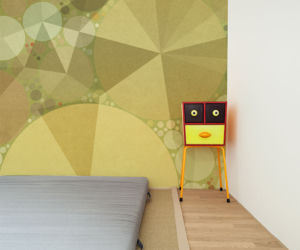Fototapeta khaki z wzorem geometrycznym