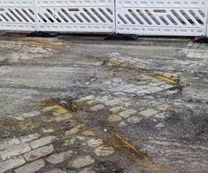 Przedwojenne torowisko tramwajowe na ul. Emilii Plater