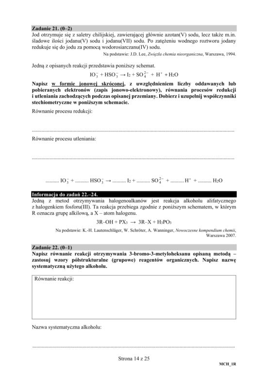 ARKUSZE CKE - Matura chemia - poziom podstawowy i rozszerzony 2019