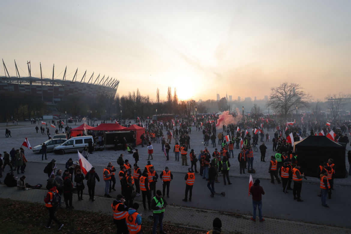 Marsz Niepodległości pod Stadionem Narodowym