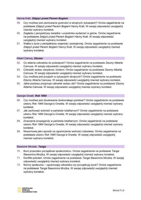 Pytania jawne na maturę ustną z języka polskiego 2026. CKE podała listę