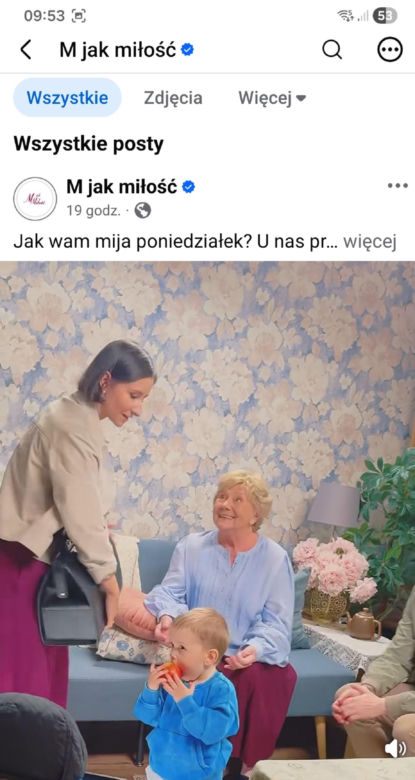 M jak miłość nowy sezon. Agnes (Amanda Mincewicz), Antoś (Mikołaj Jankowski), Barbara (Teresa Lipowska) na planie