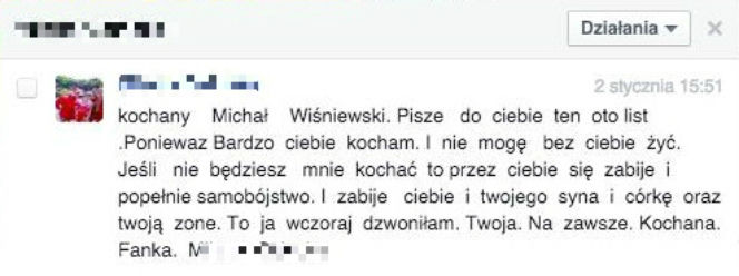 Psychofanka grozi Wiśniewskiemu