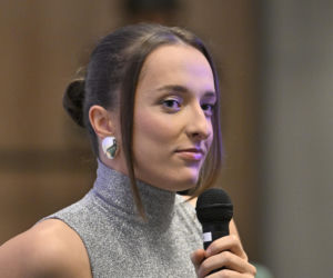 Iga Świątek i Daria Abramowicz na konferencji