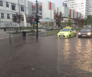 Krajobraz centrum Łodzi po burzy