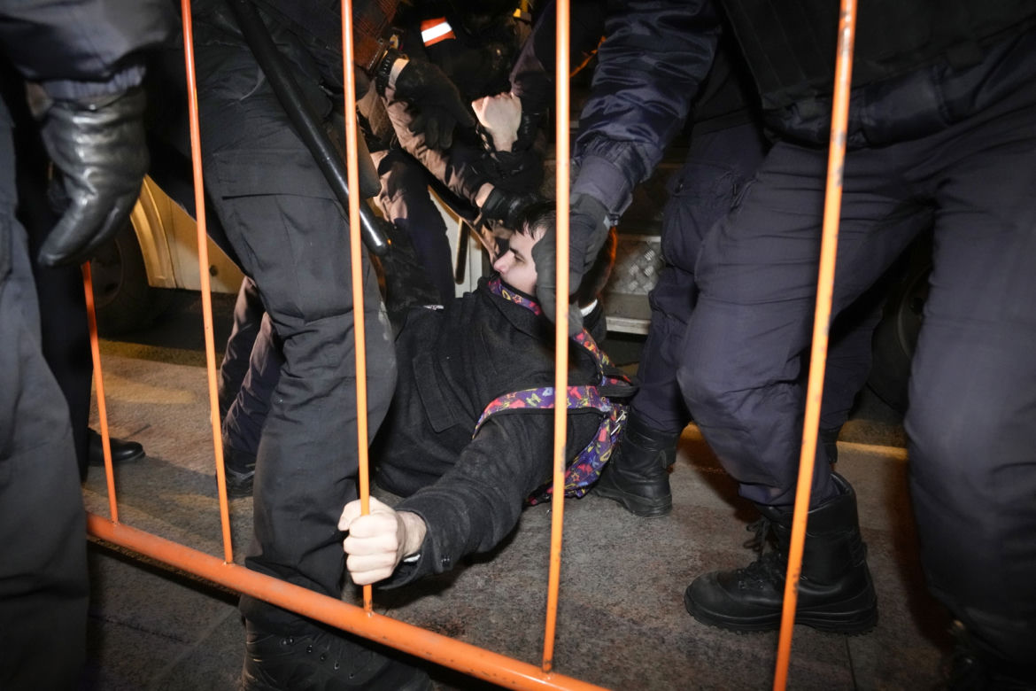 Protesty w Rosji przeciwko wojnie z Ukrainą.