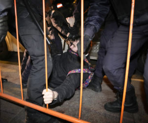 Protesty w Rosji przeciwko wojnie z Ukrainą.