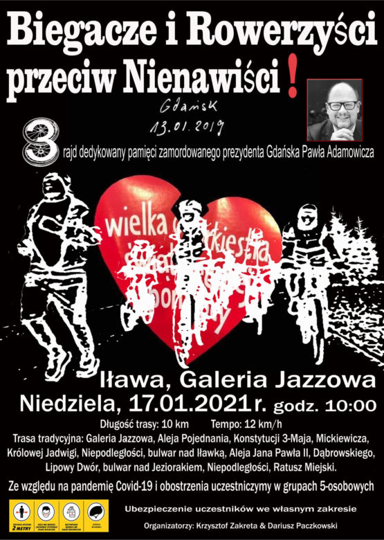Biegacze i rowerzyści w 3 Rajdzie Przeciw Nienawiści. Nie powstrzymało ich -18 stopni!
