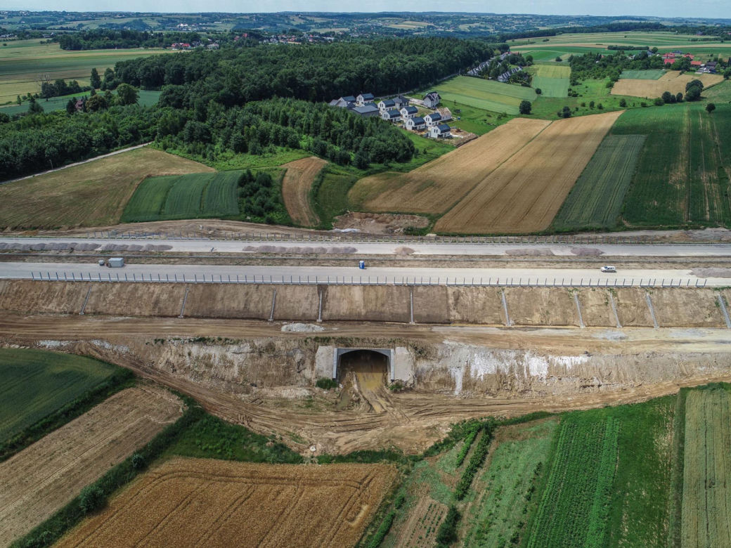 Zdjęcia z placu budowy S7 Kraków - Widoma, czerwiec 2024